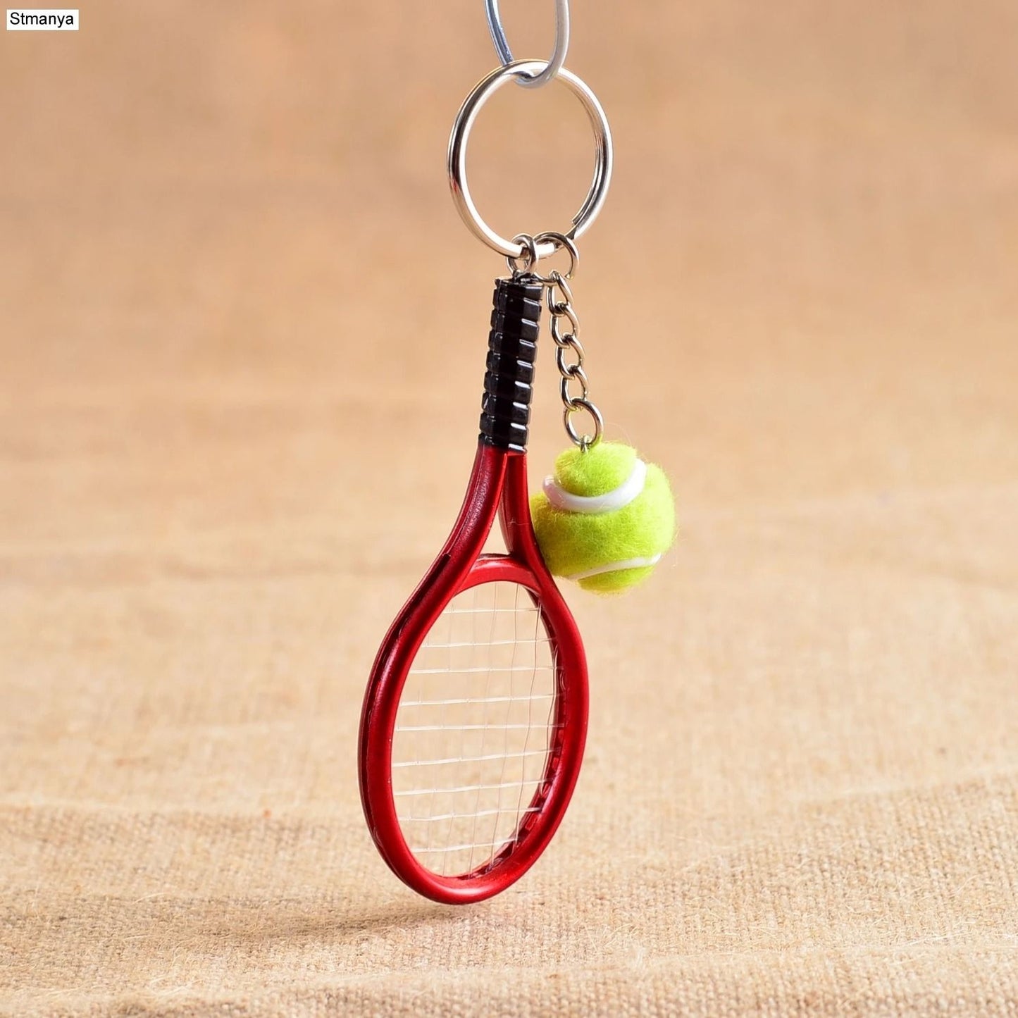 Mini Tennis Racket Pendant Keychain Cute Sport Bag Charm For Teenager Fan