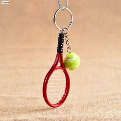 Mini Tennis Racket Pendant Keychain Cute Sport Bag Charm For Teenager Fan