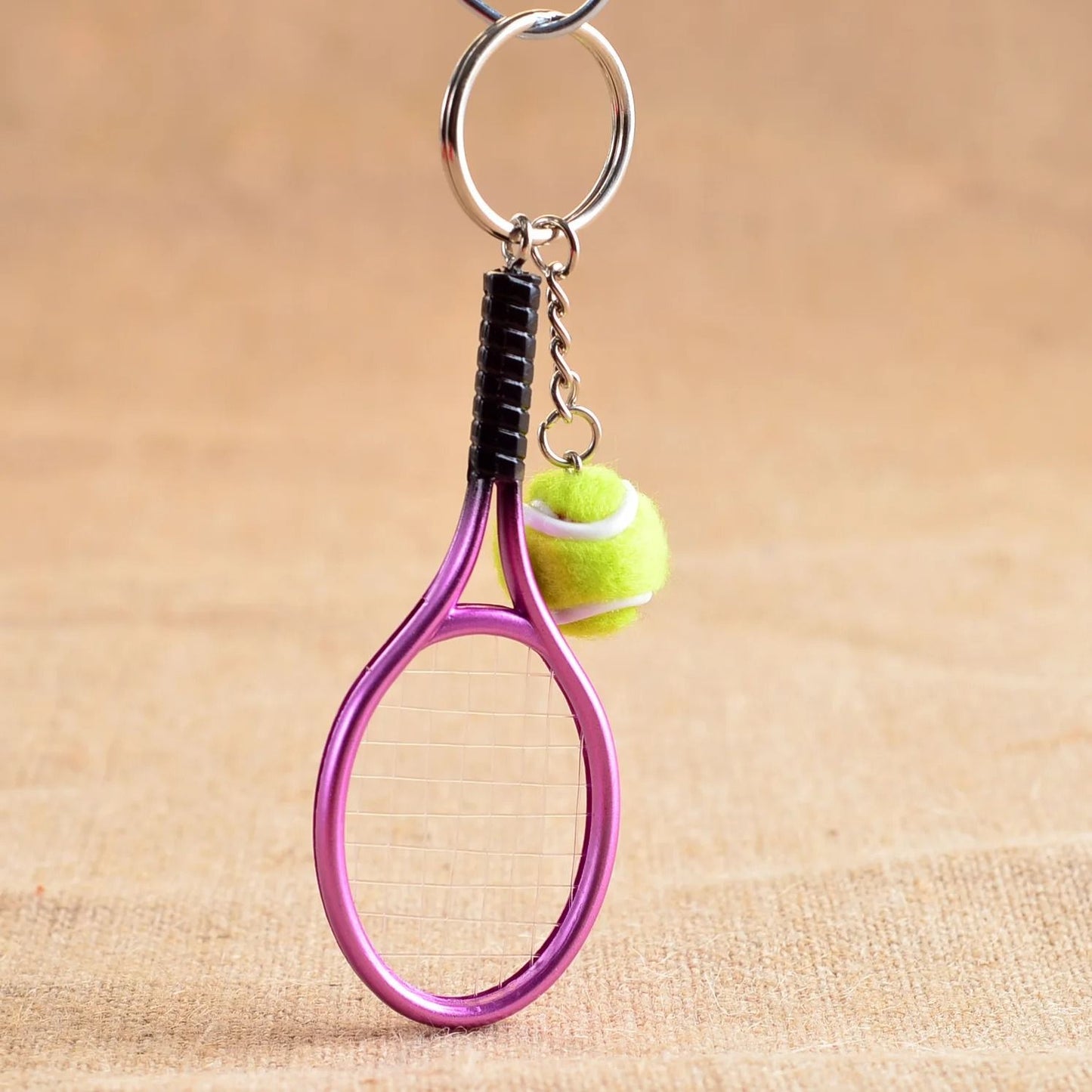 Mini Tennis Racket Pendant Keychain Cute Sport Bag Charm For Teenager Fan