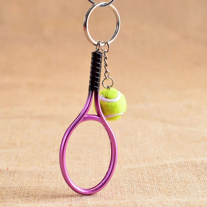 Mini Tennis Racket Pendant Keychain Cute Sport Bag Charm For Teenager Fan
