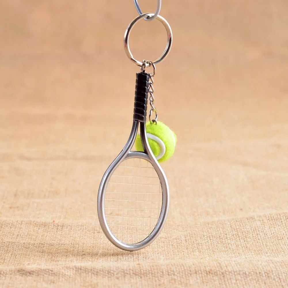Mini Tennis Racket Pendant Keychain Cute Sport Bag Charm For Teenager Fan