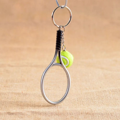 Mini Tennis Racket Pendant Keychain Cute Sport Bag Charm For Teenager Fan