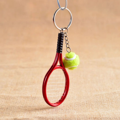 Mini Tennis Racket Pendant Keychain Cute Sport Bag Charm For Teenager Fan