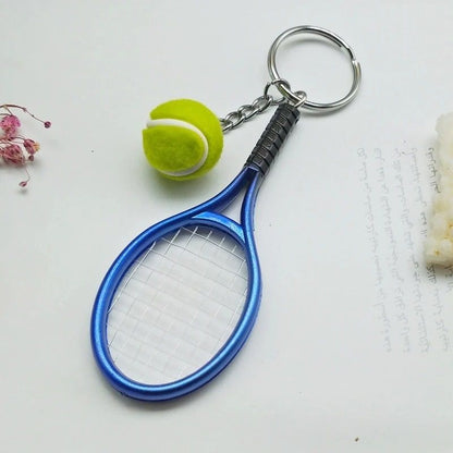 Mini Tennis Racket Pendant Keychain Cute Sport Bag Charm For Teenager Fan