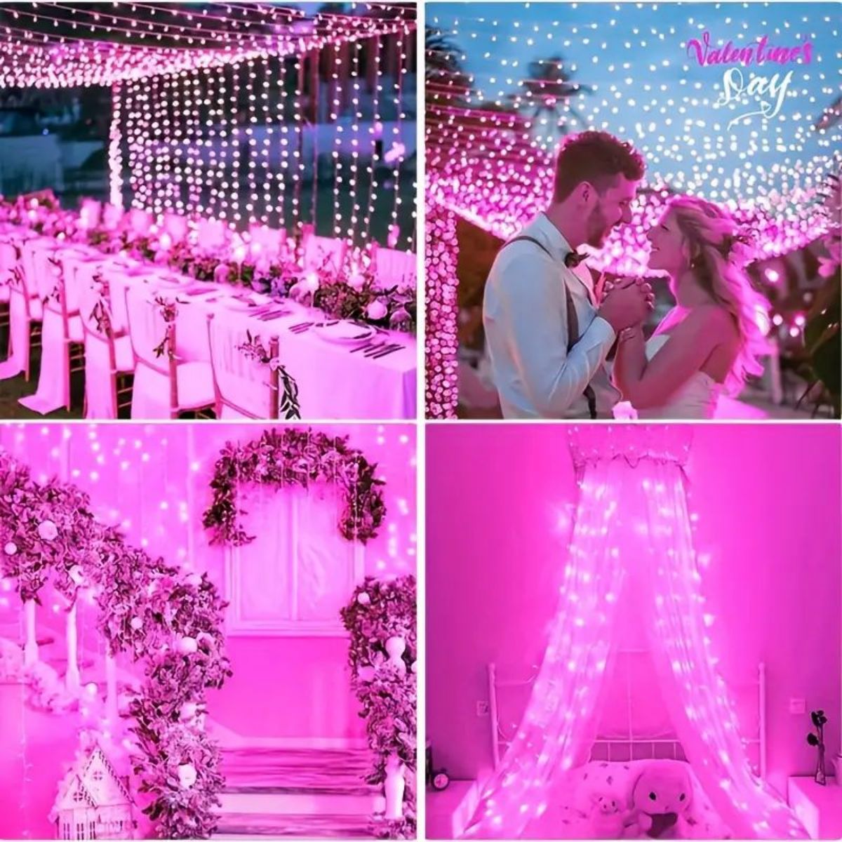 Shimmering LEDs, Sparkling Pink Fairy Lights, Valentines Day Wedding Christmas Decor, Enchanting Modes