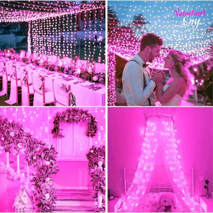 Shimmering LEDs, Sparkling Pink Fairy Lights, Valentines Day Wedding Christmas Decor, Enchanting Modes