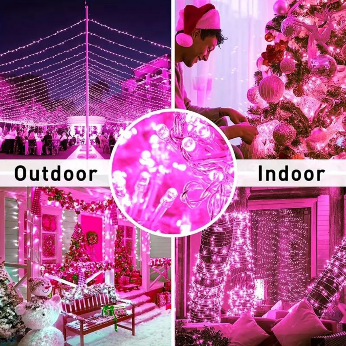 Shimmering LEDs, Sparkling Pink Fairy Lights, Valentines Day Wedding Christmas Decor, Enchanting Modes