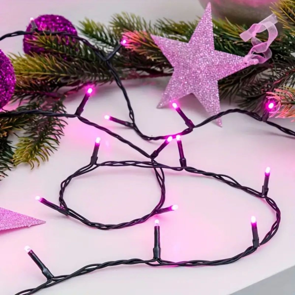 Shimmering LEDs, Sparkling Pink Fairy Lights, Valentines Day Wedding Christmas Decor, Enchanting Modes