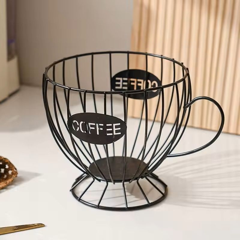 Metal Frame Coffee Capsule Storage Basket Premium Iron Base Organizer for Pods and Snacks