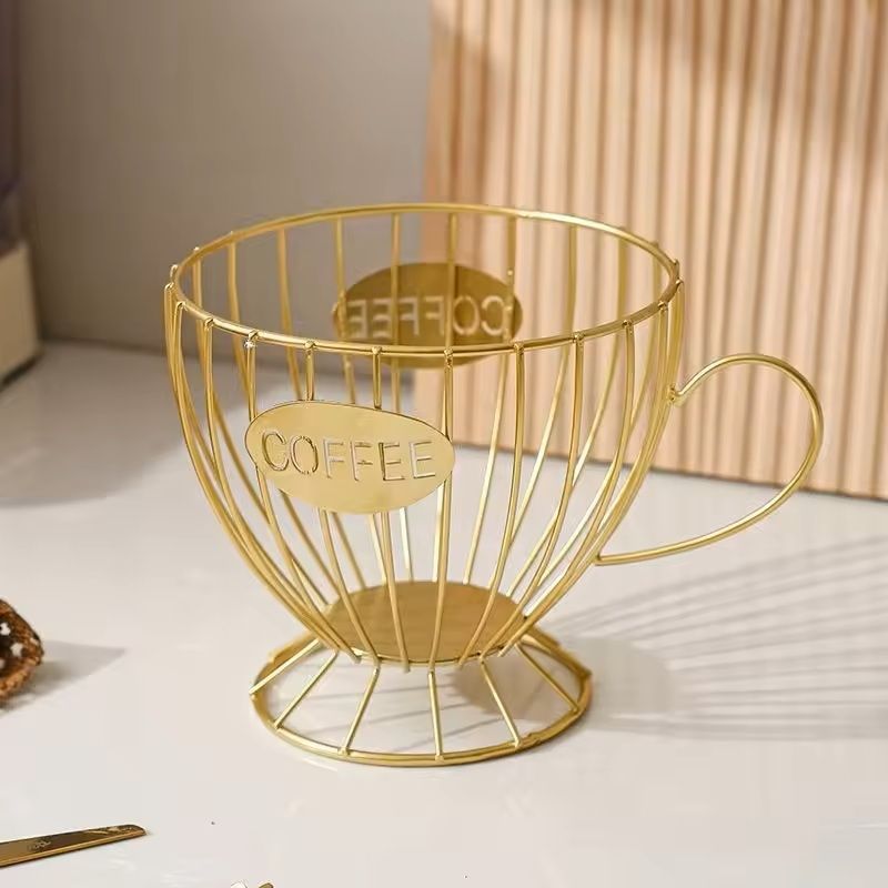 Metal Frame Coffee Capsule Storage Basket Premium Iron Base Organizer for Pods and Snacks