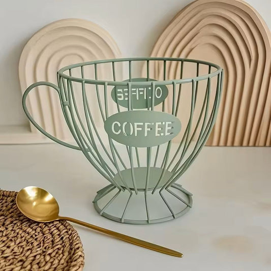 Metal Frame Coffee Capsule Storage Basket Premium Iron Base Organizer for Pods and Snacks