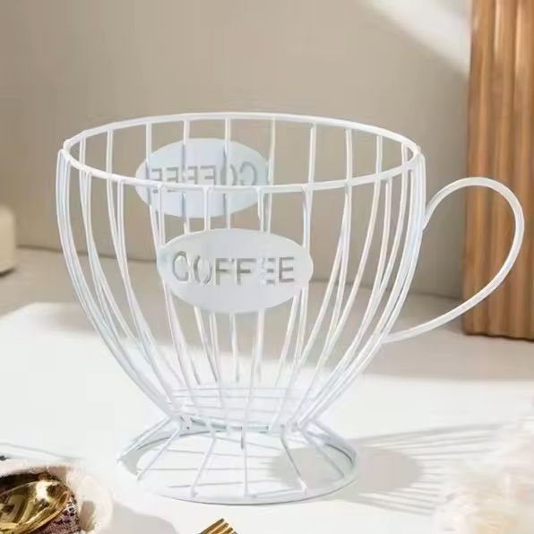 Metal Frame Coffee Capsule Storage Basket Premium Iron Base Organizer for Pods and Snacks