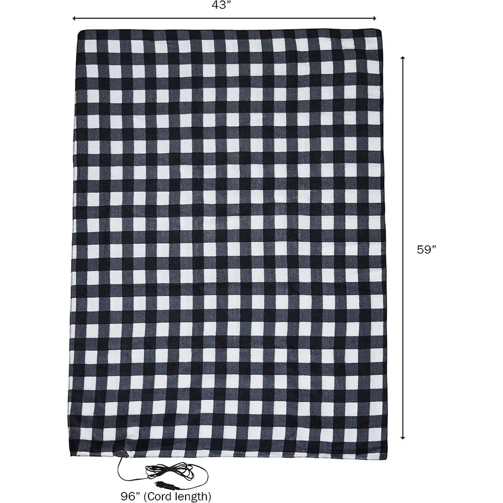 Heated Fleece Travel Throw, Premium Cozy Car Heating Blanket, Constant Temperature Heating Blanket, Safety Timer