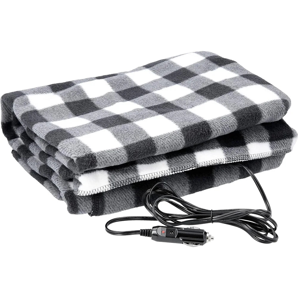 Heated Fleece Travel Throw, Premium Cozy Car Heating Blanket, Constant Temperature Heating Blanket, Safety Timer