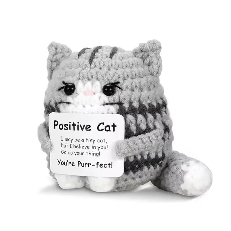 Funny Crochet Emotional Support Coffee Doll Handmade Knitted Ornament
