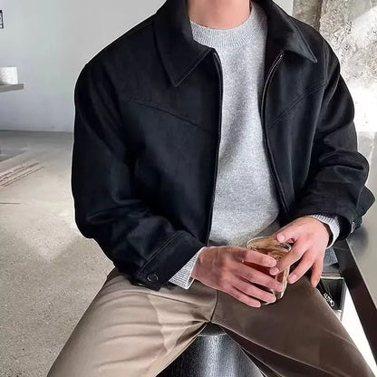 Vintage American Style Chamois Leather Jacket for Men