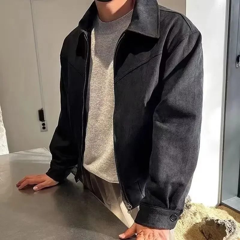 Vintage American Style Chamois Leather Jacket for Men
