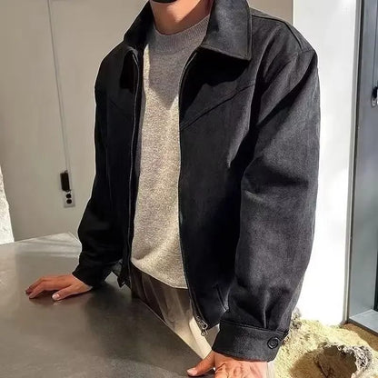 Vintage American Style Chamois Leather Jacket for Men