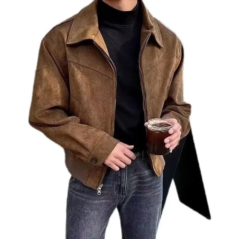 Vintage American Style Chamois Leather Jacket for Men