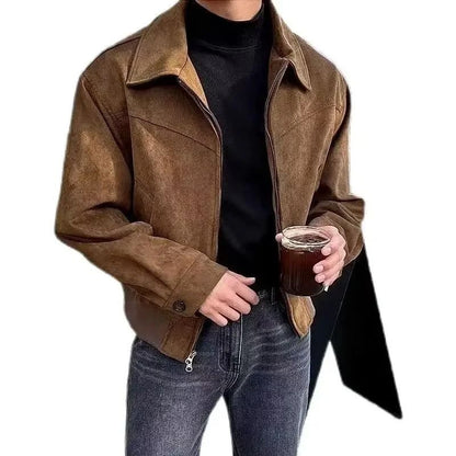 Vintage American Style Chamois Leather Jacket for Men