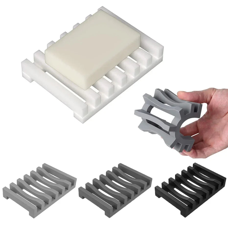 Hollow Design Bar Soap Dish, Flexible Silicone Soap Holder, Drainer Sponges Scrubber Display, Bathtub Kitchen Soap Saver