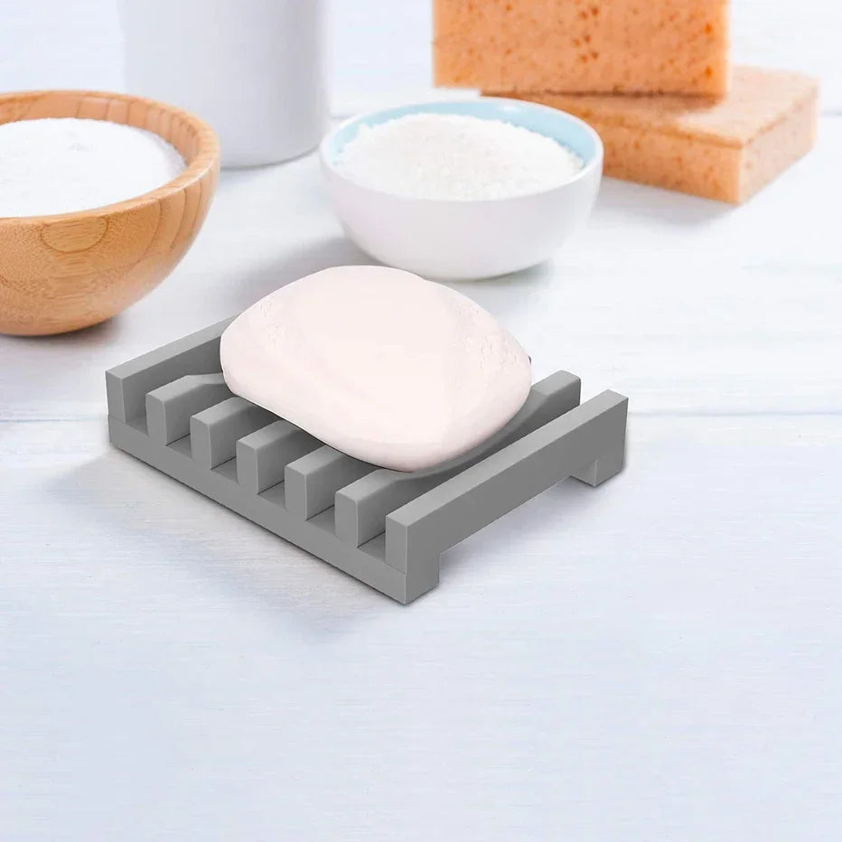 Hollow Design Bar Soap Dish, Flexible Silicone Soap Holder, Drainer Sponges Scrubber Display, Bathtub Kitchen Soap Saver