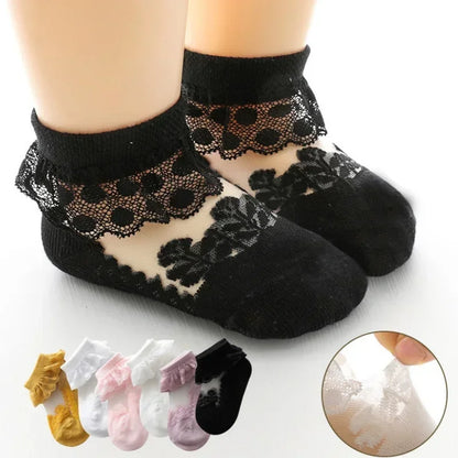 Ruffle Summer Baby Girl Socks, Toddler Lace Flower Socks, Mesh Socks for Little Girls