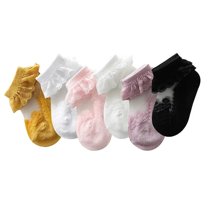 Ruffle Summer Baby Girl Socks, Toddler Lace Flower Socks, Mesh Socks for Little Girls