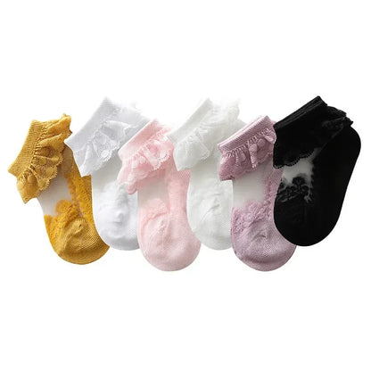 Ruffle Summer Baby Girl Socks, Toddler Lace Flower Socks, Mesh Socks for Little Girls