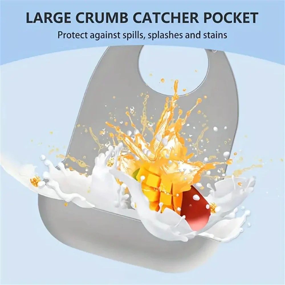 Large Silicone Adult Bib Waterproof Food Grade Bib with Pocket for Elderly Men and Women