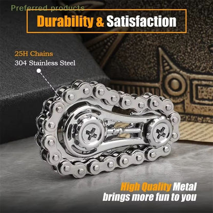 ChainDrive Mechanical Flywheel Metal Fidget Spinner for Anxiety Relief