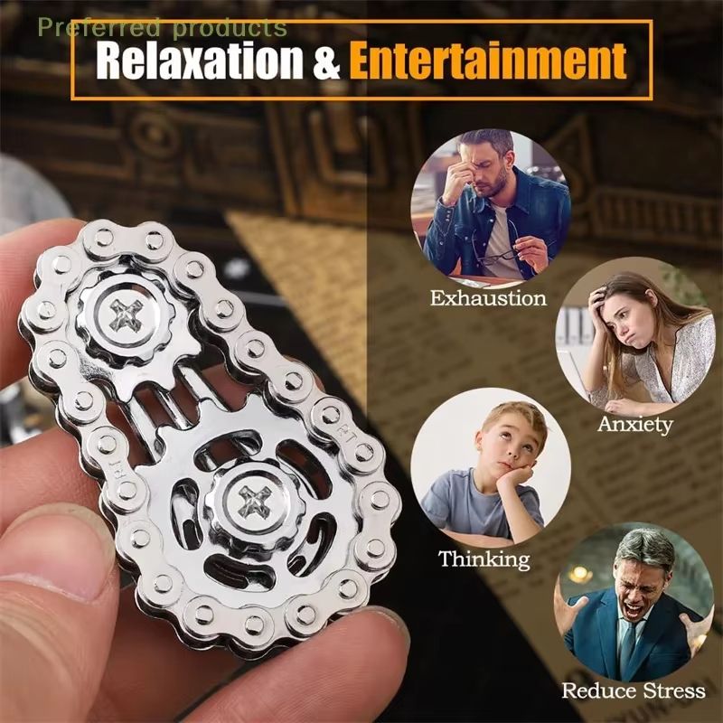 ChainDrive Mechanical Flywheel Metal Fidget Spinner for Anxiety Relief