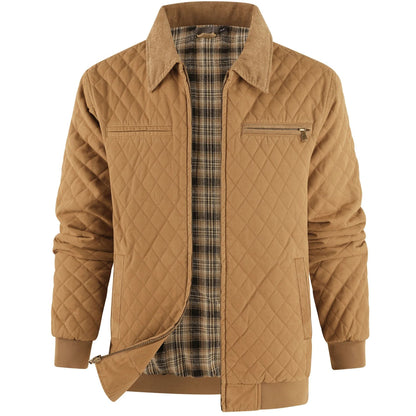 Men Winter Thick Cotton Zip Jacket with Warm Flannel Lining