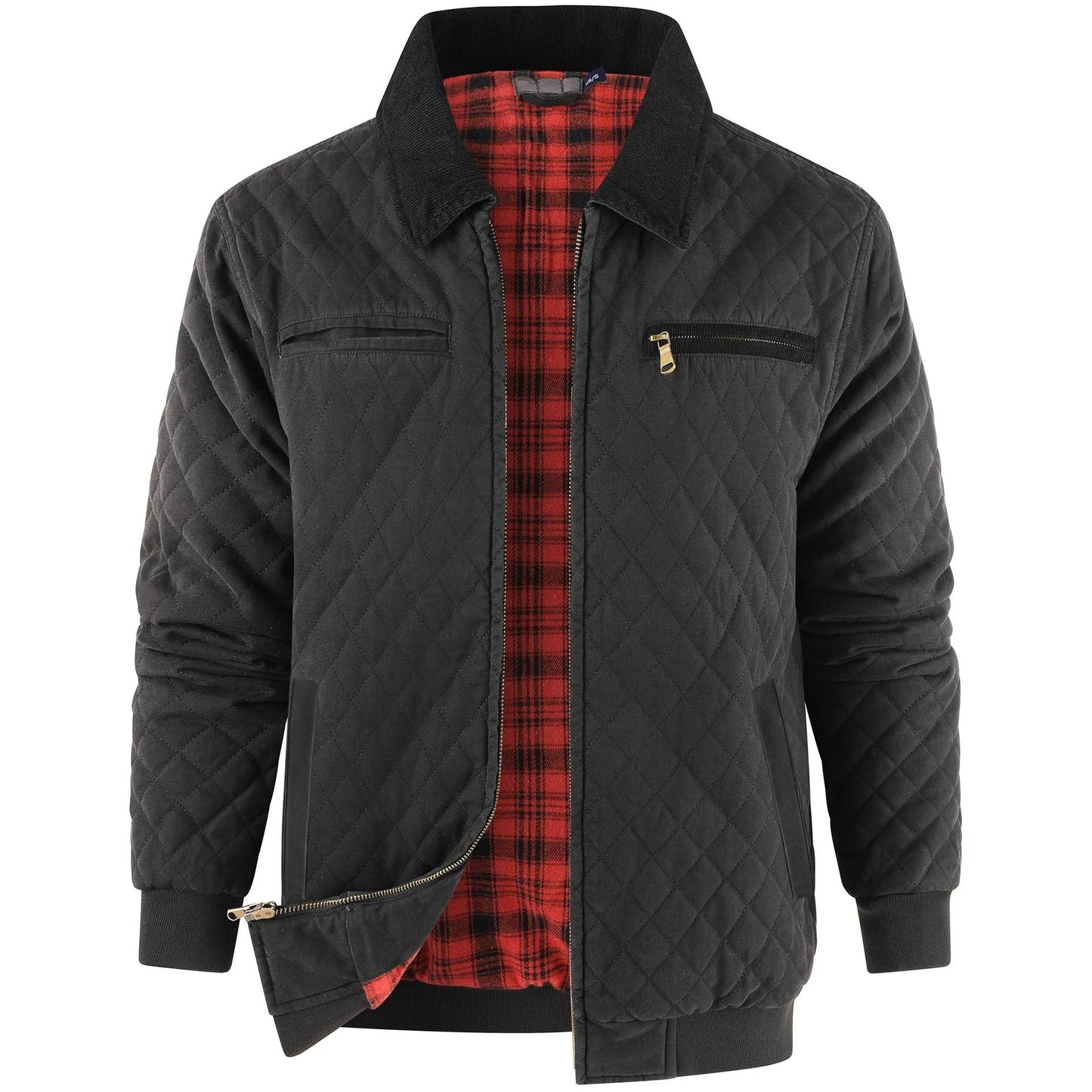 Men Winter Thick Cotton Zip Jacket with Warm Flannel Lining