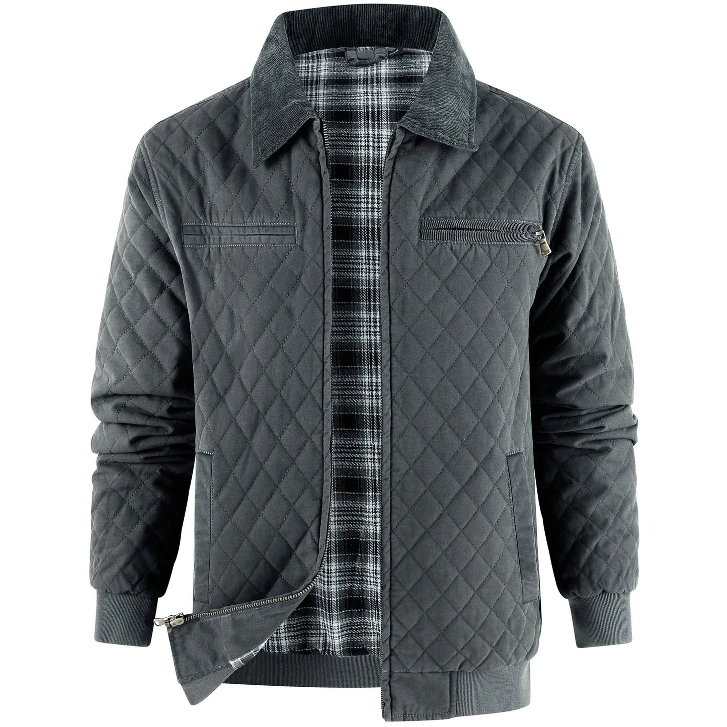 Men Winter Thick Cotton Zip Jacket with Warm Flannel Lining