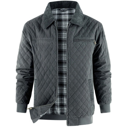 Men Winter Thick Cotton Zip Jacket with Warm Flannel Lining