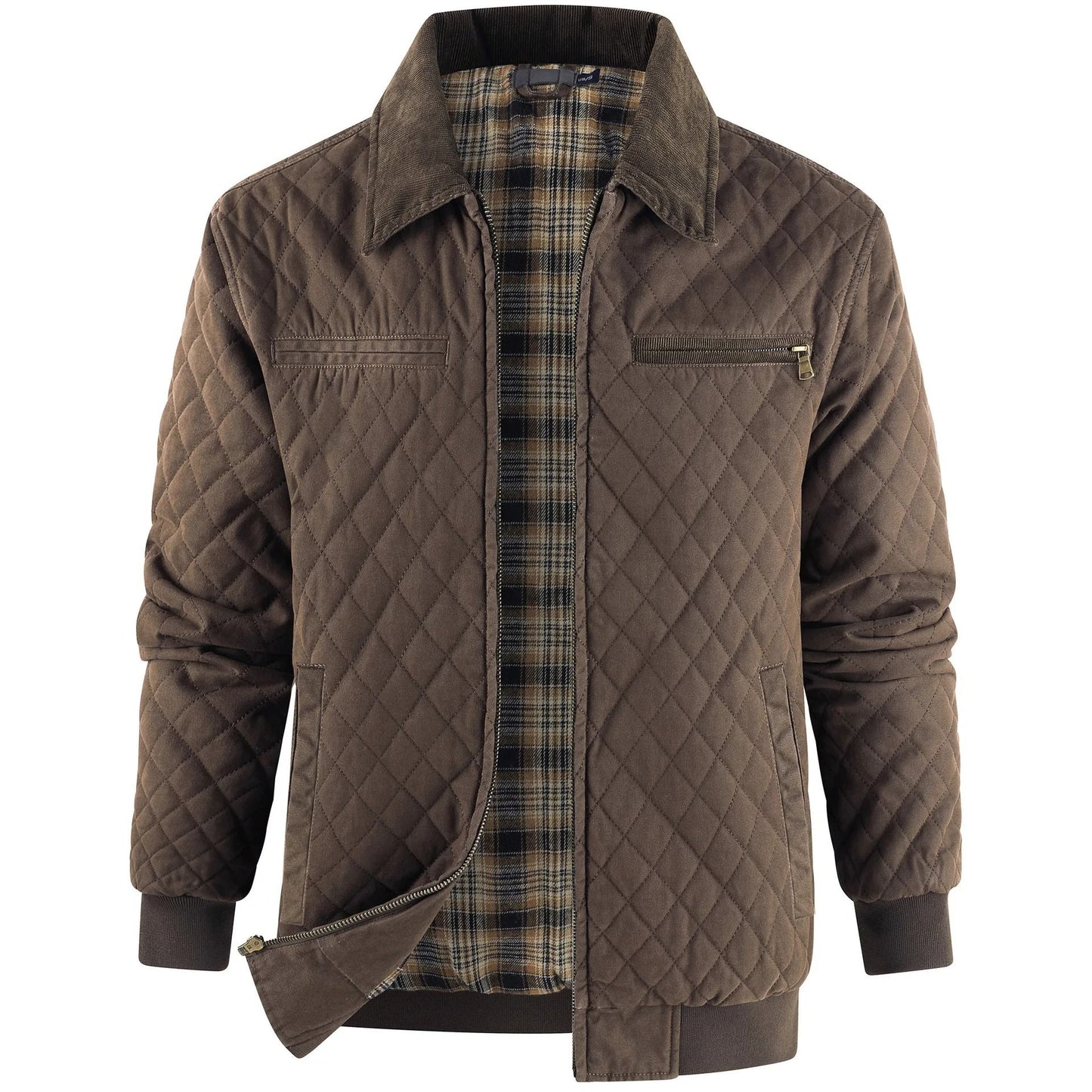 Men Winter Thick Cotton Zip Jacket with Warm Flannel Lining