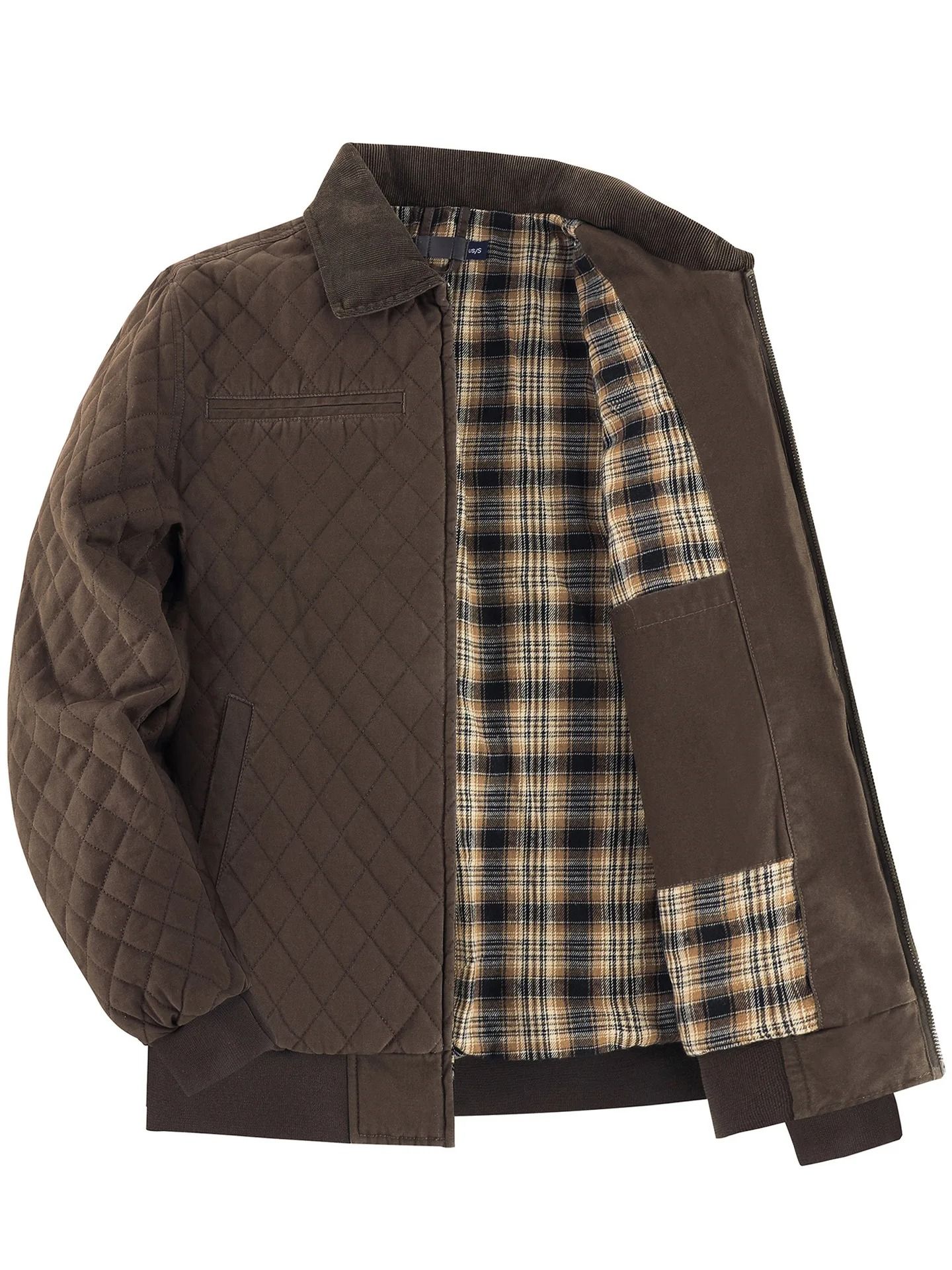Men Winter Thick Cotton Zip Jacket with Warm Flannel Lining