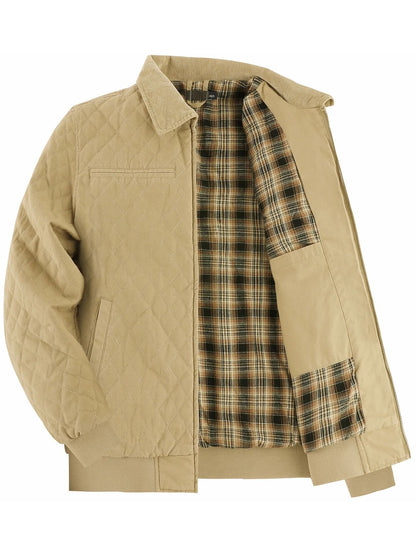 Men Winter Thick Cotton Zip Jacket with Warm Flannel Lining