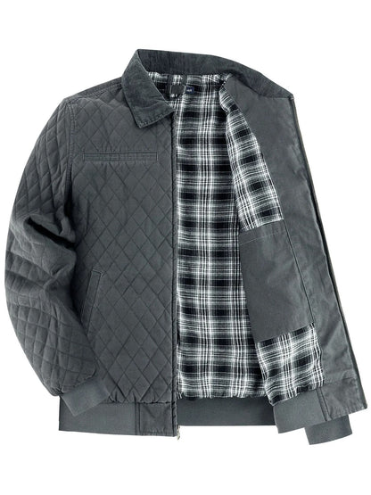 Men Winter Thick Cotton Zip Jacket with Warm Flannel Lining