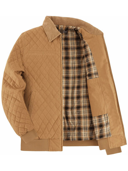 Men Winter Thick Cotton Zip Jacket with Warm Flannel Lining