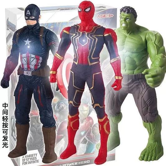 Marvel Glow Heroes Action Figure Set Spider Man, Hulk & Iron Man Mini Toys for Kids