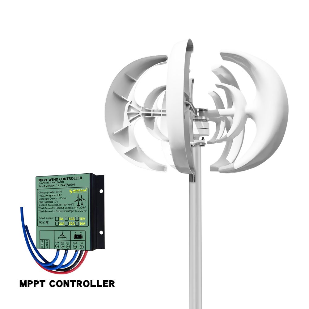Vertical Wind Turbine Generator with MPPT Controller for Home and Farm Energy
