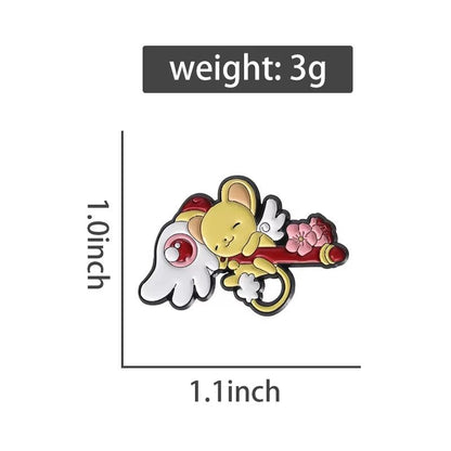 MINISO Magical Girl Enamel Pins Cute Bunny and Bear Lapel Brooch Gift Set