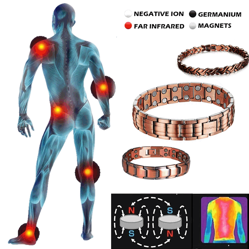 Arthritis Pain Relief Bracelet, Healthy Copper Magnetic Bracelet for Men, Bio-Energy Health Bangle Jewelry