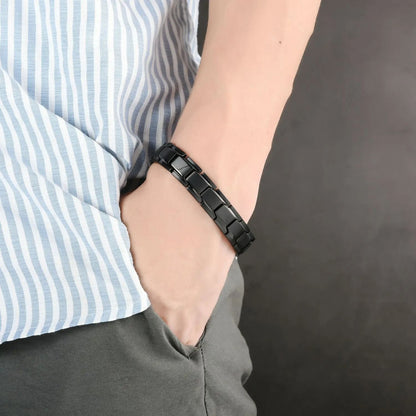 Men Magnetic Stainless Steel Bracelet for Casual Wear and Wellness Support