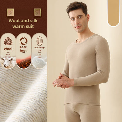 Mens Winter Underwear, Warm Fleece Lined T Shirt, Thick Crew Neck Solid Basic Thermal Underwear Clothing