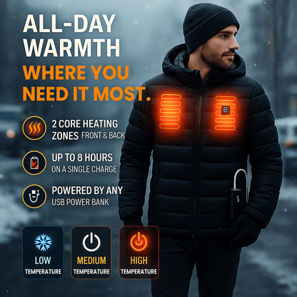 Heated Jacket for Men with 21 Heating Zones USB Winter Coat