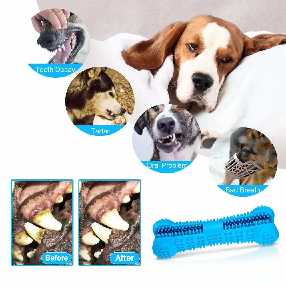 Soft Rubber Dog Toothbrush Chew Stick for Small and Medium Dogs