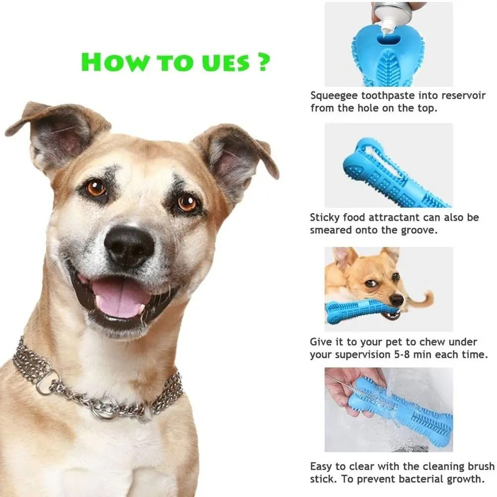 Soft Rubber Dog Toothbrush Chew Stick for Small and Medium Dogs